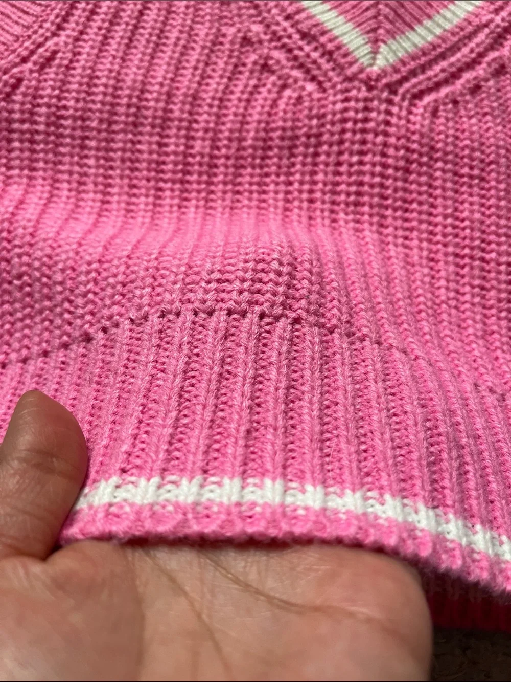 H&M size XS Pink and White V-Neck varsity Knit Vest